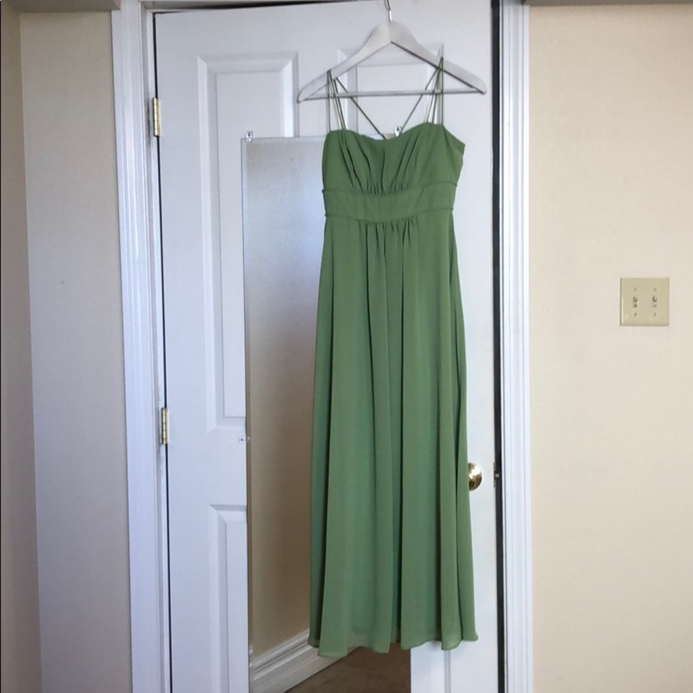 Beautiful green apple long spaghetti strap dress